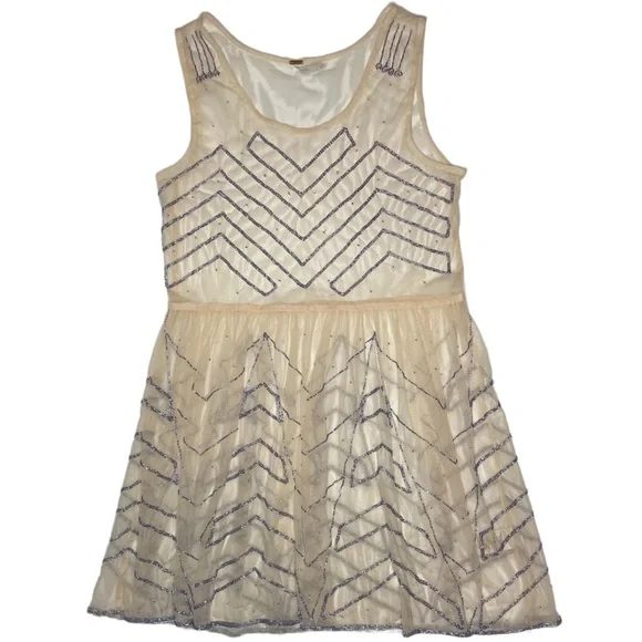 Free People Embellished Slip Mesh Beaded Dress Sz S - Picture 4 of 13
